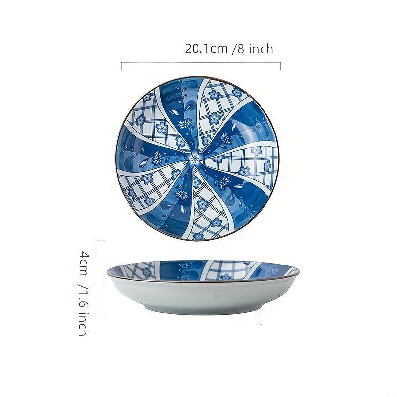 4pcs Ceramic Dinner Plates 20-32cm Flower Pattern Serving Trays Porcelain Dishes