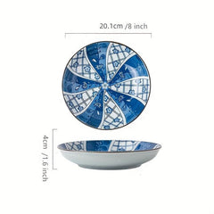 4pcs Ceramic Dinner Plates 20-32cm Flower Pattern Serving Trays Porcelain Dishes