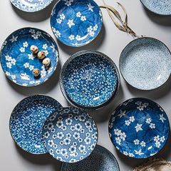 4pcs Ceramic Dinner Plates 20-32cm Flower Pattern Serving Trays Porcelain Dishes