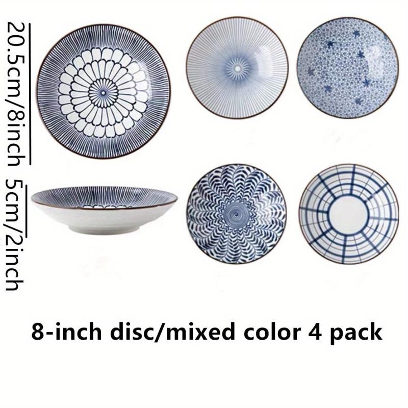 4pcs Ceramic Dinner Plates 20-32cm Flower Pattern Serving Trays Porcelain Dishes