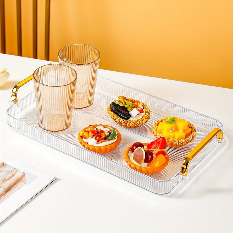 Rectangular Tray Double Handles Tea Cup Holder Home Decor