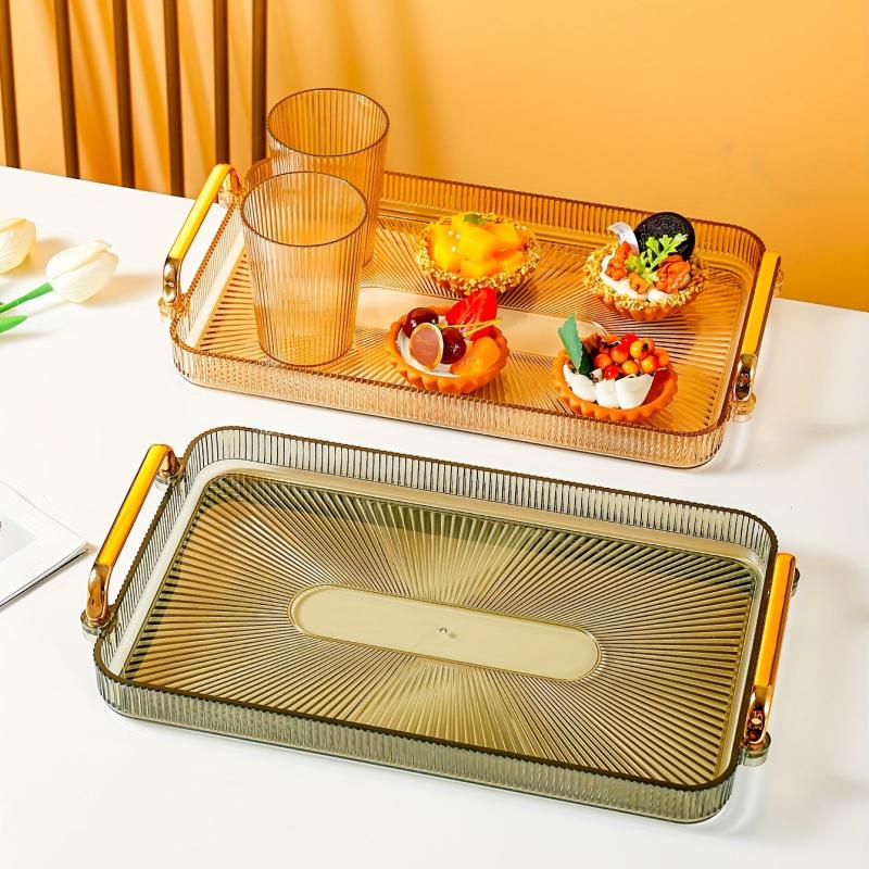 Rectangular Tray Double Handles Tea Cup Holder Home Decor