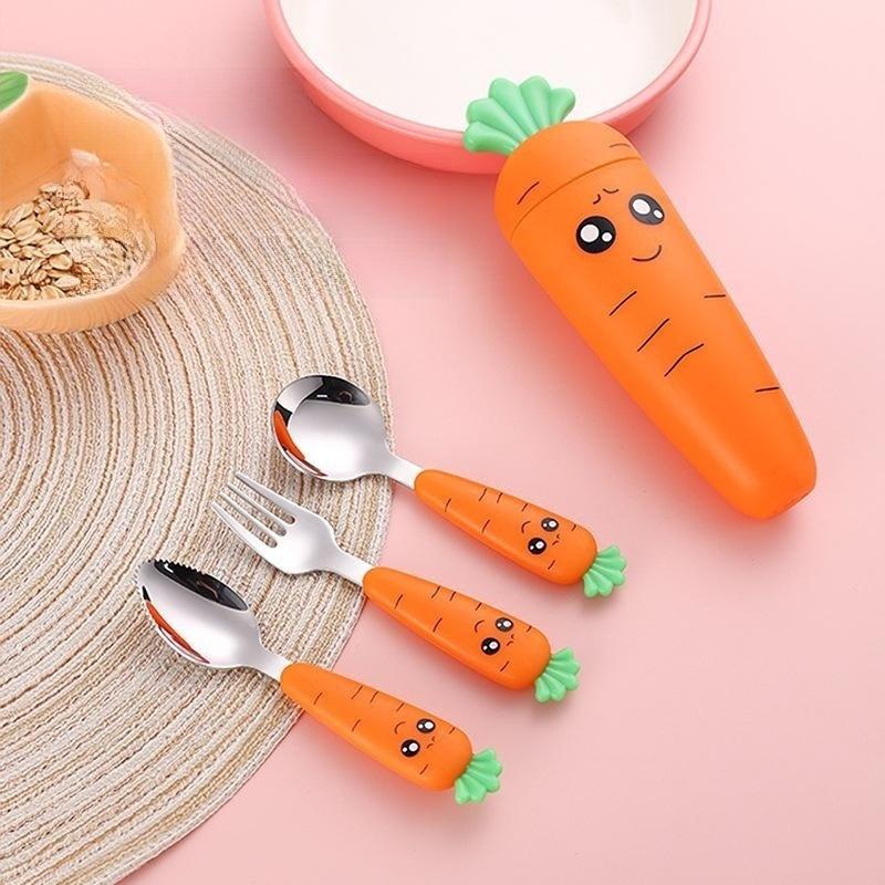 Baby Feeding Utensils Cartoon Fork Spoon Child Cutlery Set Kid Tableware