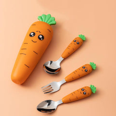 Baby Feeding Utensils Cartoon Fork Spoon Child Cutlery Set Kid Tableware