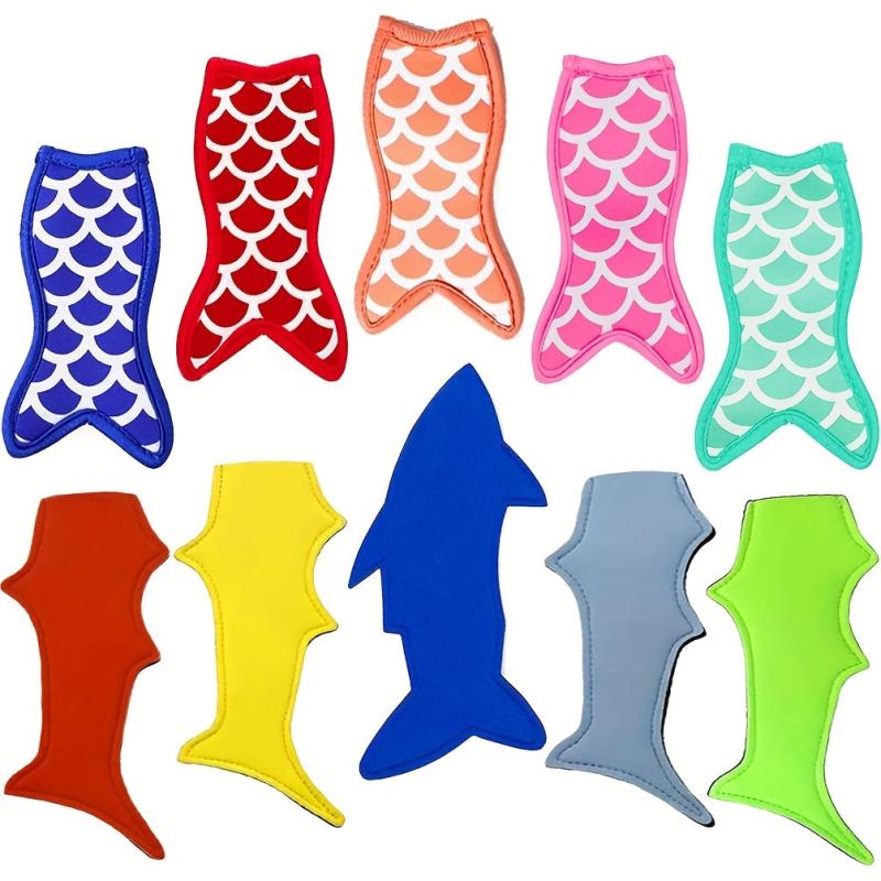 Mermaid & Shark Popsicle Holder Bags - Reusable Ice Pop Sleeves