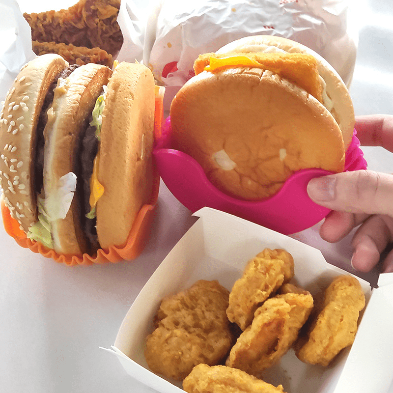 1pc Retractable Burger Holder Silicone Hamburger Clip Anti-fall Fixing Box
