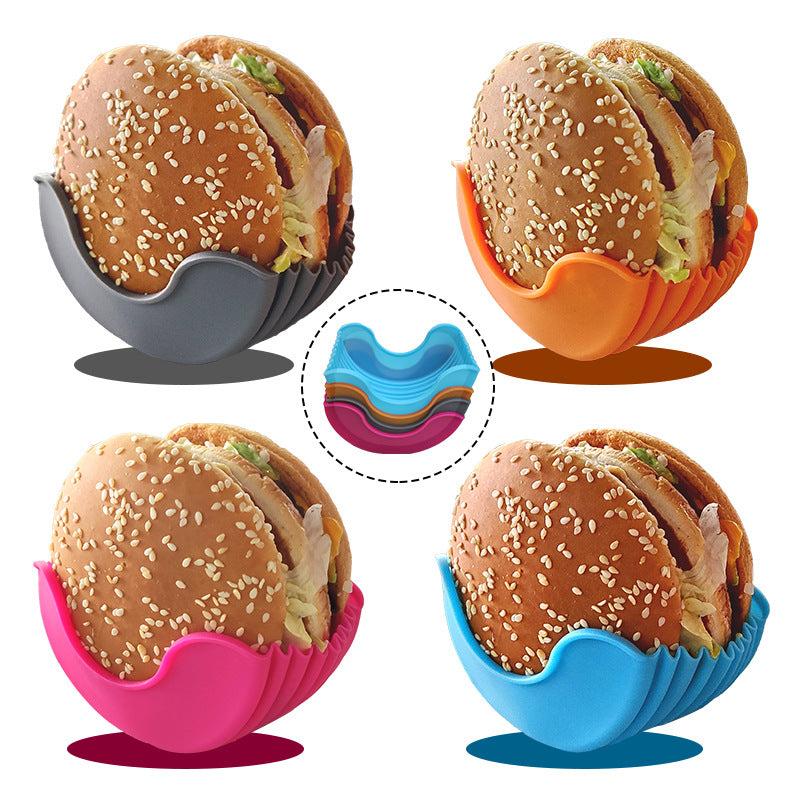 1pc Retractable Burger Holder Silicone Hamburger Clip Anti-fall Fixing Box