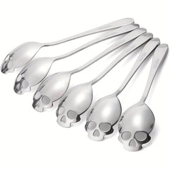 6PCS Skull Teaspoons Sus304 Sugar Spoon Cutlery Set Gothic Hallowee