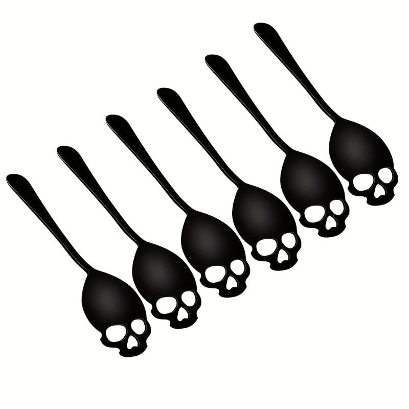 6PCS Skull Teaspoons Sus304 Sugar Spoon Cutlery Set Gothic Hallowee