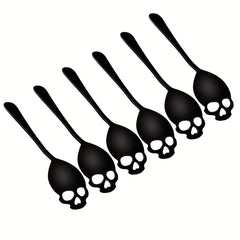 6PCS Skull Teaspoons Sus304 Sugar Spoon Cutlery Set Gothic Hallowee
