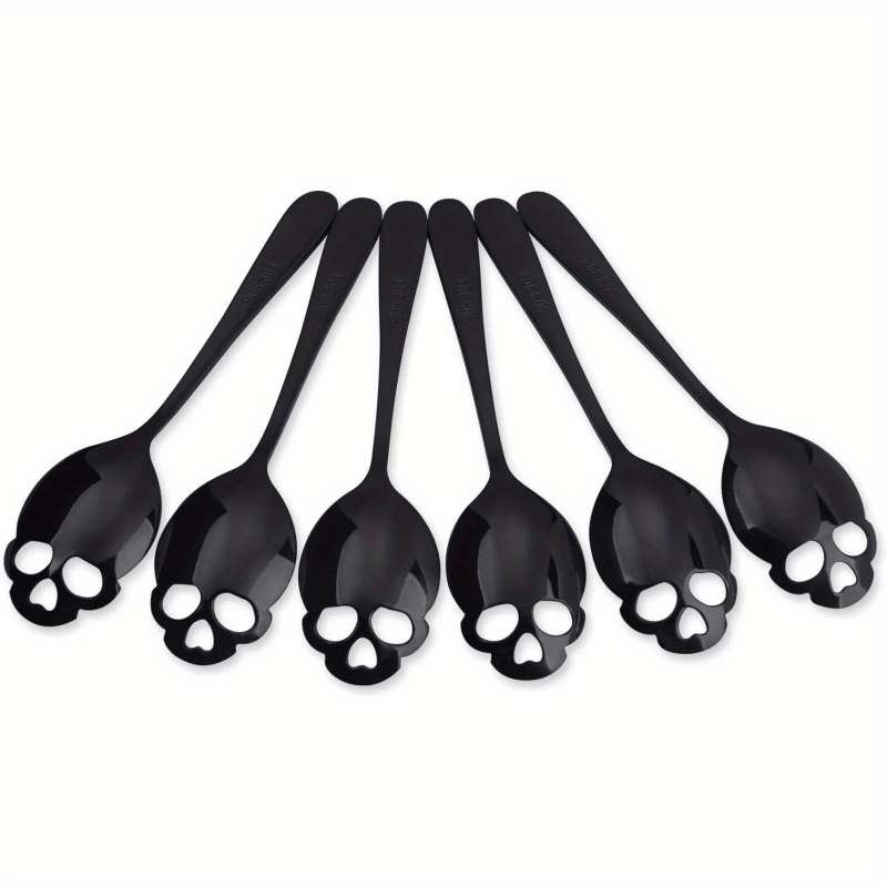 6PCS Skull Teaspoons Sus304 Sugar Spoon Cutlery Set Gothic Hallowee