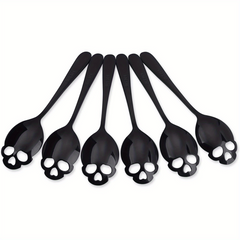6PCS Skull Teaspoons Sus304 Sugar Spoon Cutlery Set Gothic Hallowee