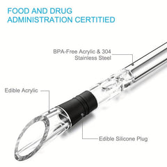 Stainless Steel Wine Chiller with Aerator, Pourer - Rapid Iceless Chilling Rod