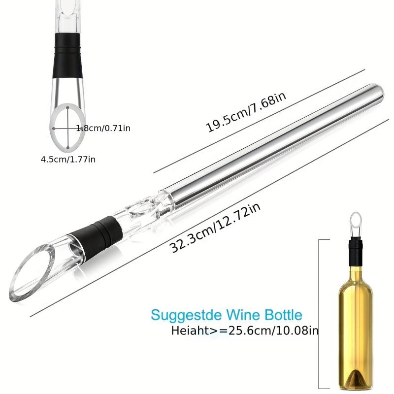 Stainless Steel Wine Chiller with Aerator, Pourer - Rapid Iceless Chilling Rod