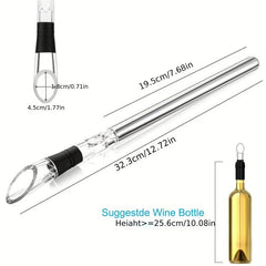 Stainless Steel Wine Chiller with Aerator, Pourer - Rapid Iceless Chilling Rod