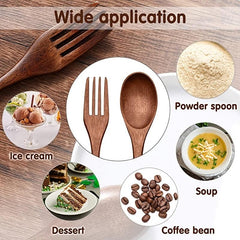 Wooden Spoon and Fork Set Kitchen Tableware Flatware Utensil Set