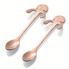 2 Pcs Dog Shaped Coffee Spoon Stainless Steel Dessert Spoon