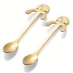 2 Pcs Dog Shaped Coffee Spoon Stainless Steel Dessert Spoon