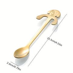 2 Pcs Dog Shaped Coffee Spoon Stainless Steel Dessert Spoon