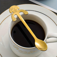 2 Pcs Dog Shaped Coffee Spoon Stainless Steel Dessert Spoon