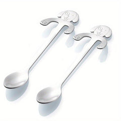 2 Pcs Dog Shaped Coffee Spoon Stainless Steel Dessert Spoon