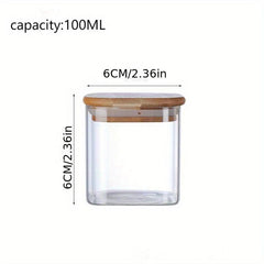 3pcs Set Wooden Lid Seasoning Jars - Kitchen Food Airtight Jars