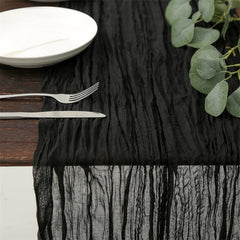 Polyester Table Runner Balinese Pleated Style Cheesecloth Table Cover