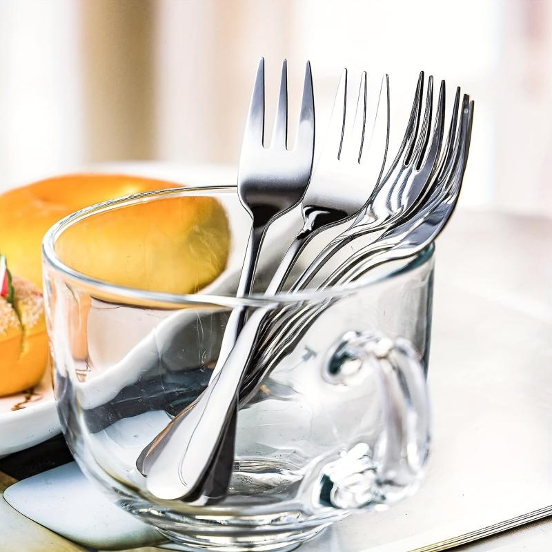 12PCS Small Appetizer Forks & Demitasse Spoons Stainless Steel Set
