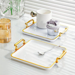 Golden Serving Tray Set With Handles Modern Coffee Table Tray