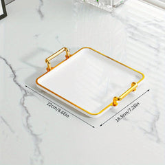Golden Serving Tray Set With Handles Modern Coffee Table Tray