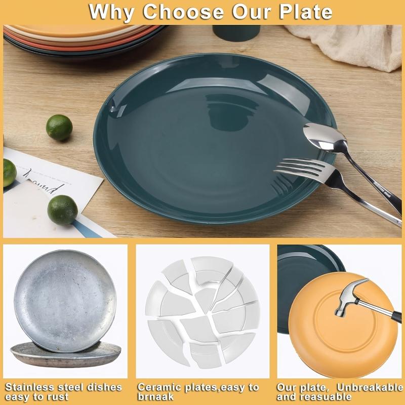 APEO 6pcs 10 inch Dinner Plates Set Spaghetti Dish Steak Dish