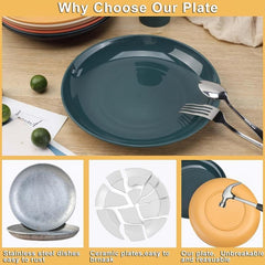 APEO 6pcs 10 inch Dinner Plates Set Spaghetti Dish Steak Dish