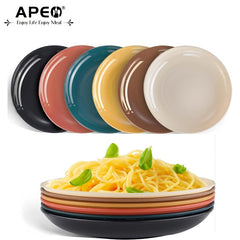 APEO 6pcs 10 inch Dinner Plates Set Spaghetti Dish Steak Dish