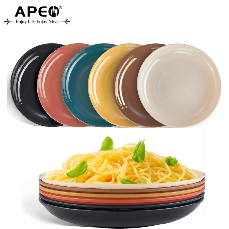 APEO 6pcs 10 inch Dinner Plates Set Spaghetti Dish Steak Dish