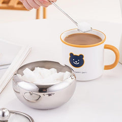 1pc Seasoning Container Sugar Bowl With Lid Stainless Steel Sugar And Cream Jar