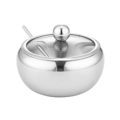 1pc Seasoning Container Sugar Bowl With Lid Stainless Steel Sugar And Cream Jar