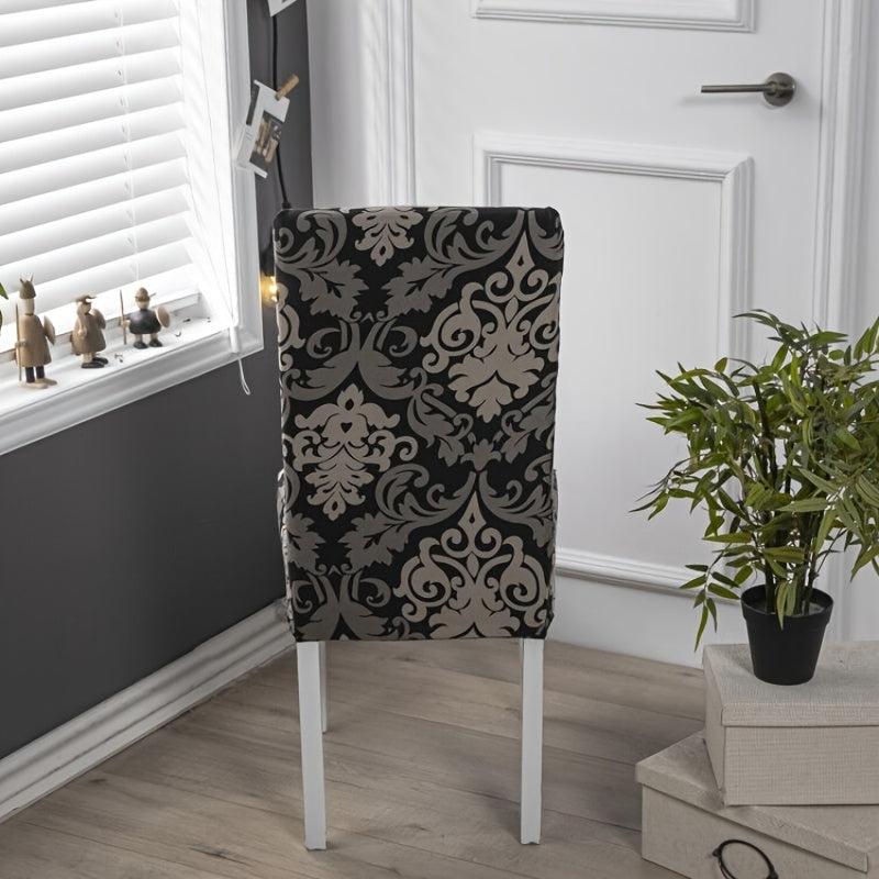 Printed Stretch Chair Cover Set for Dining Room, Removable and Washable