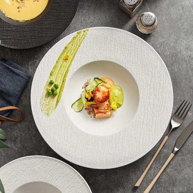 Porcelain Pasta Plate and Salad Bowl Set 9 5 11 5 Inch Rim