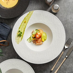 Porcelain Pasta Plate and Salad Bowl Set 9 5 11 5 Inch Rim