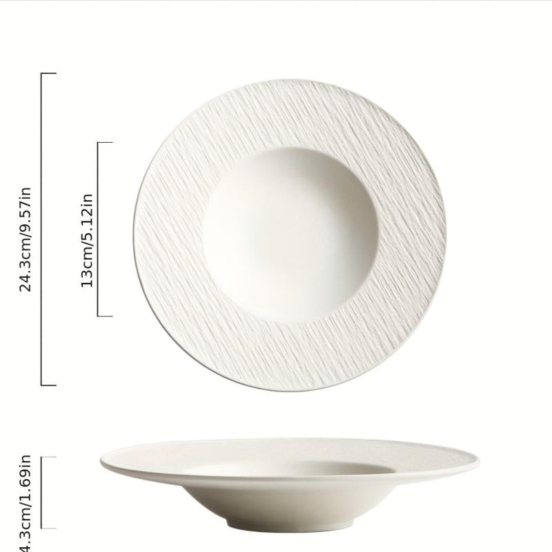 Porcelain Pasta Plate and Salad Bowl Set 9 5 11 5 Inch Rim