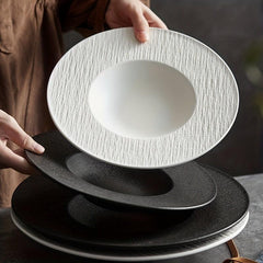 Porcelain Pasta Plate and Salad Bowl Set 9 5 11 5 Inch Rim