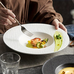 Porcelain Pasta Plate and Salad Bowl Set 9 5 11 5 Inch Rim