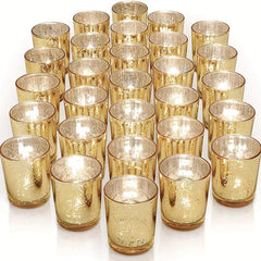 Speckled Golden Glass Candle Holders for Events and Table Decor
