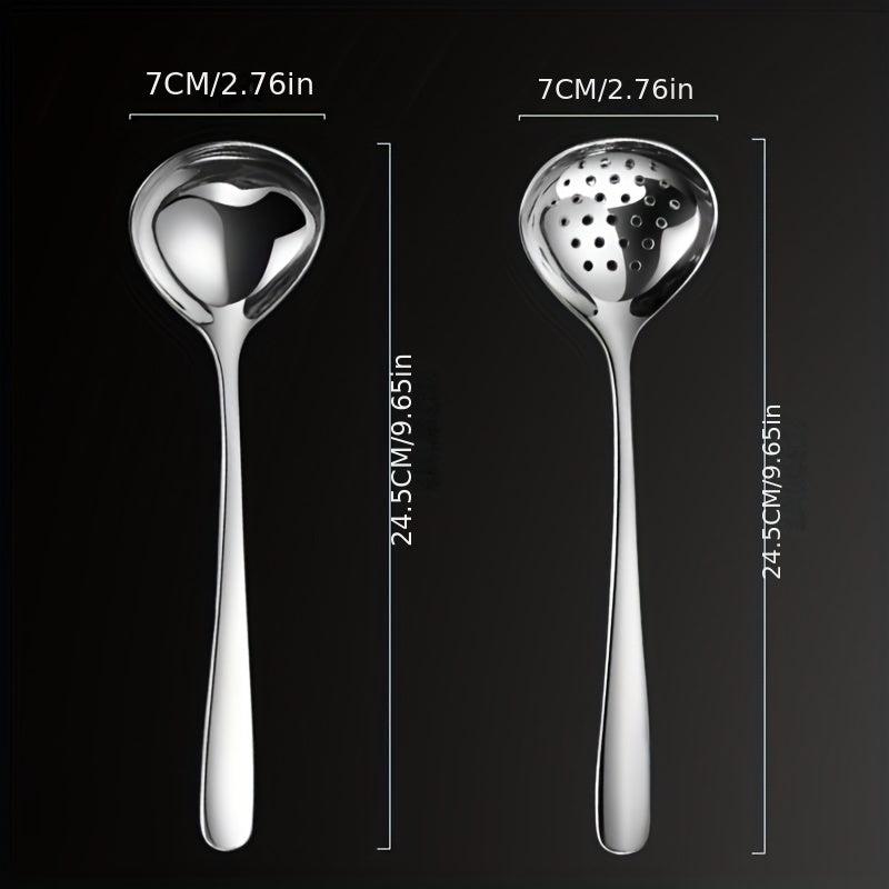 Slotted Spoon Stainless Steel Long Handle Hot Pot Soup Ladle