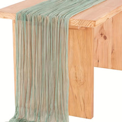 Polyester Green Balinese Table Runner Pleated Ethnic Style Holiday Decor