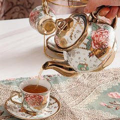 20pcs Ceramics Tea Set Afternoon Tea Set 6 Cups 6 Plates 1 Pot 6 Spoons Iron Rac