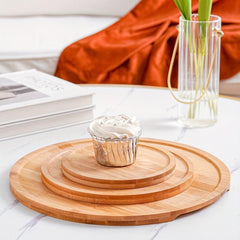 Round Wood Tray For Serving Food Snacks Drinks Sushi Steak Pizza