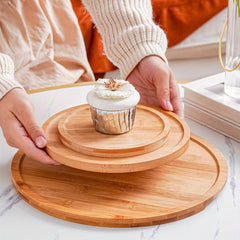 Round Wood Tray For Serving Food Snacks Drinks Sushi Steak Pizza