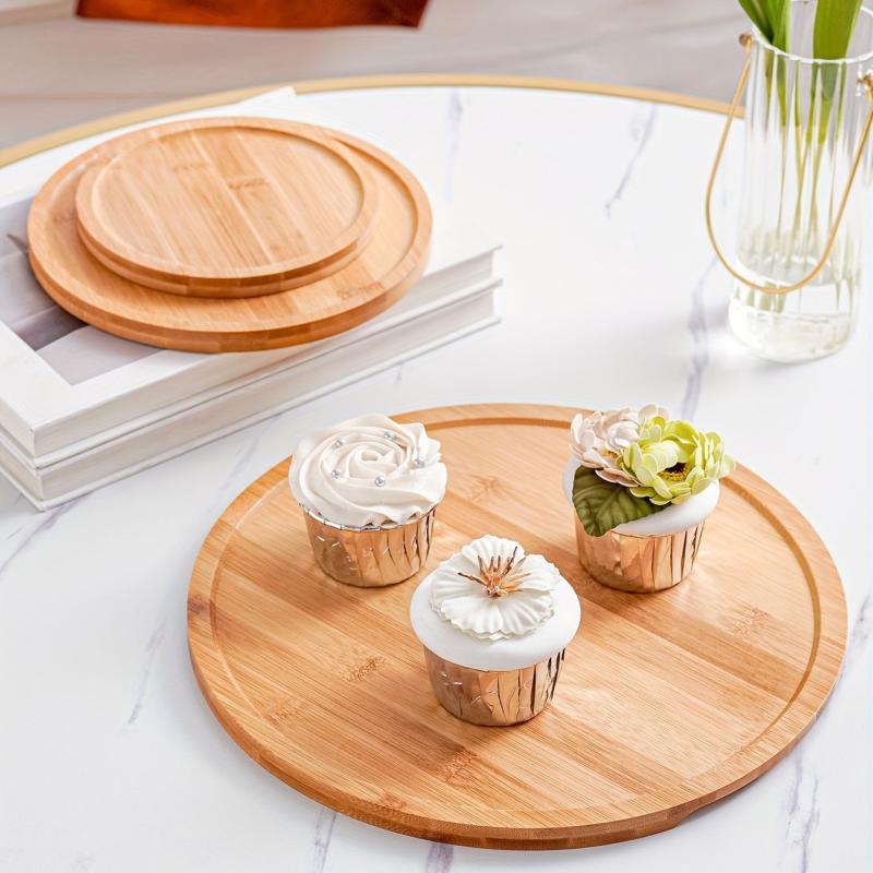 Round Wood Tray For Serving Food Snacks Drinks Sushi Steak Pizza
