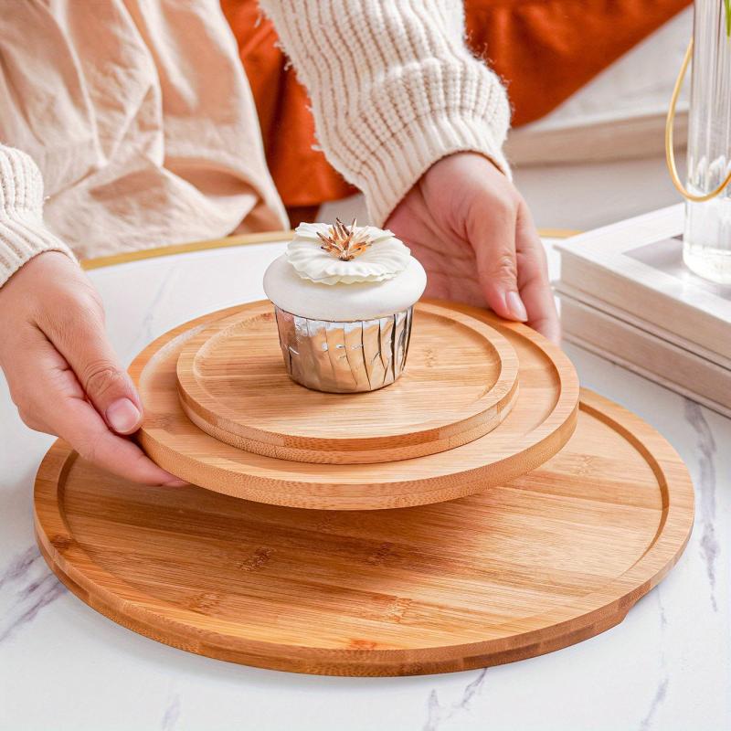 Round Wood Tray For Serving Food Snacks Drinks Sushi Steak Pizza